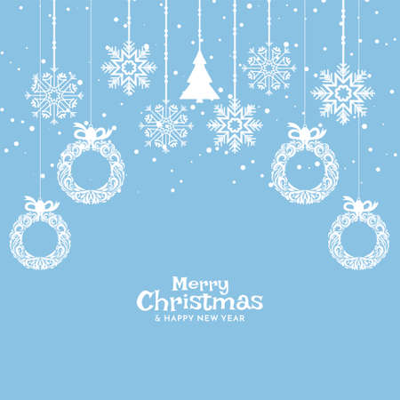 Soft blue Merry Christmas celebration background design vectorのイラスト素材