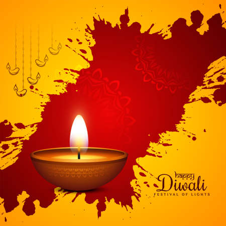 Happy Diwali festival red color splatter background vectorのイラスト素材