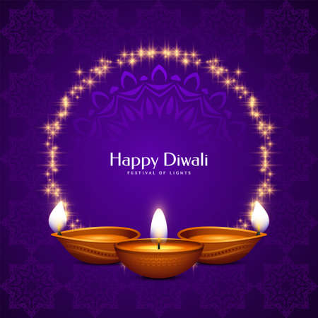 Happy Diwali festival celebration background with glossy stars and lamps vectorのイラスト素材