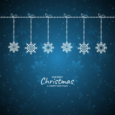 Merry Christmas festival snowflakes blue background vectorのイラスト素材
