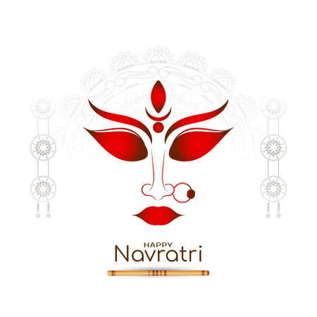 Happy navratri festival background with maa durga face design vectorのイラスト素材