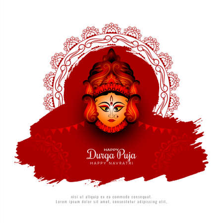 Happy navratri and Durga puja Hindu festival religious background vectorのイラスト素材