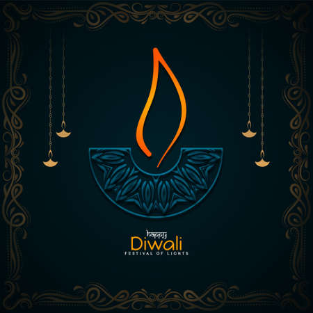 Happy Diwali festival background with decorative stylish diya vectorのイラスト素材