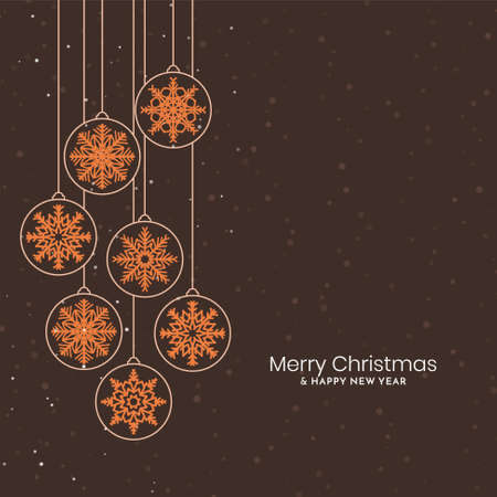 Merry Christmas festival decorative hanging snowflakes background vectorのイラスト素材