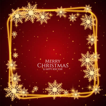 Merry Christmas festival glossy frame red background design vectorのイラスト素材