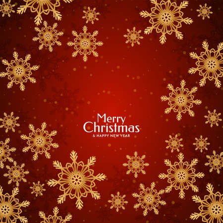 Merry Christmas festival red color snowflakes background vectorのイラスト素材