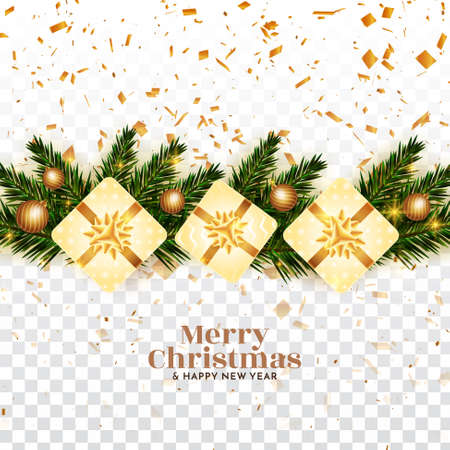 Merry Christmas festival celebration transparent confetti background vectorのイラスト素材