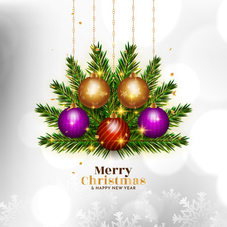 Merry Christmas festival card with colorful Christmas balls design vectorのイラスト素材