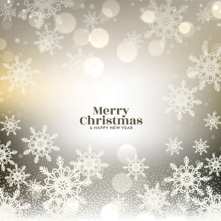 Merry Christmas festival stylish bokeh snowflakes background design vectorのイラスト素材