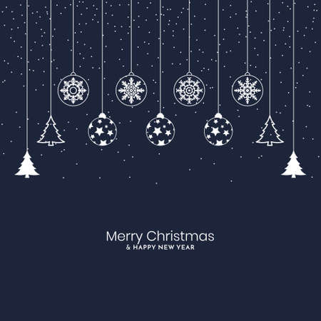 Merry Christmas festival decorative blue background design vectorのイラスト素材