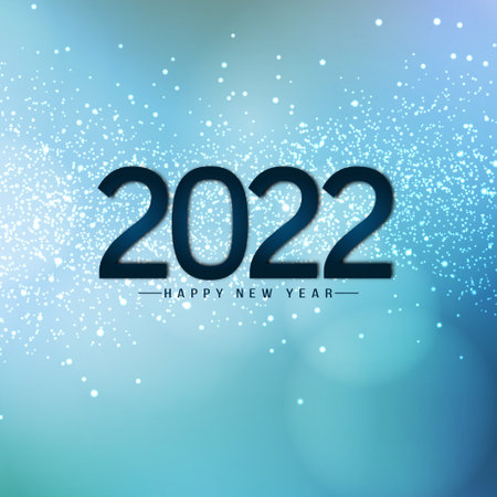 Happy New Year 2022 blue color glitters background vectorのイラスト素材