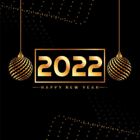 Happy New Year 2022 golden text background vectorのイラスト素材