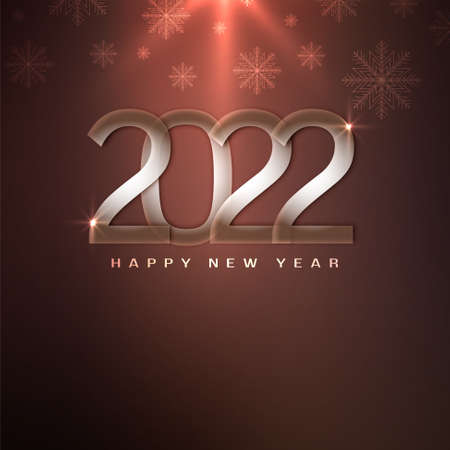 Happy New Year 2022 glossy stylish text background vector