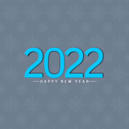 Happy New Year 2022 blue text on snowflakes background vector