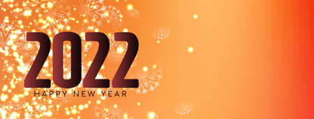 Happy new year 2022 glossy glitters banner design vector