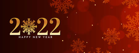 Happy new year 2022 red bokeh banner design vector
