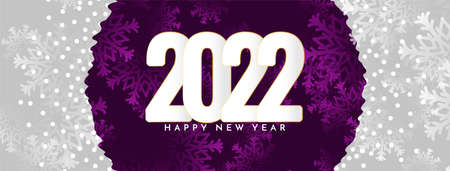 Happy new year 2022 greeting snowflakes banner design vector