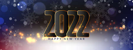 Modern Happy new year 2022 sparkling banner design vector