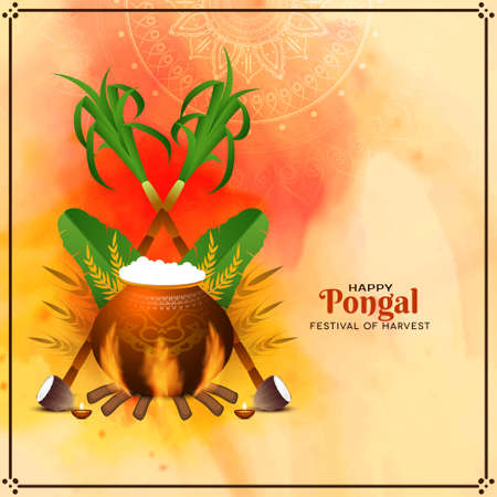 Happy Pongal festival stylish greeting background design vectorのイラスト素材