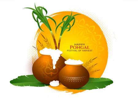 Elegant Happy Pongal festival celebration background design vectorのイラスト素材