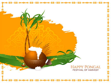 Elegant Happy Pongal cultural festival background design vectorのイラスト素材