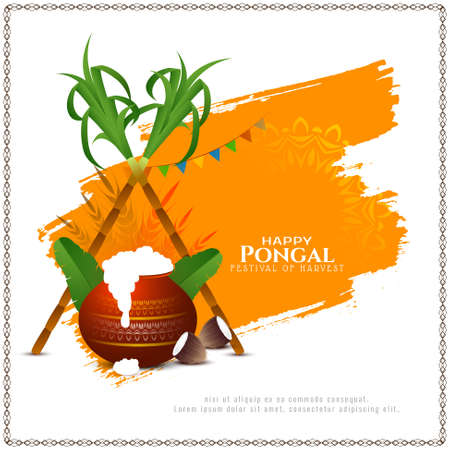 Happy Pongal festival celebration stylish background design vectorのイラスト素材