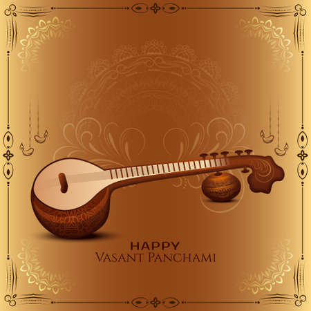 Happy Vasant Panchami traditional festival celebration background design vectorのイラスト素材