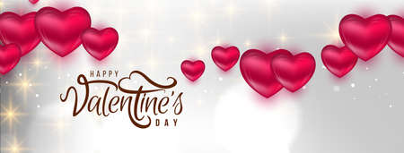 Happy Valentines day decorative hearts banner design vectorのイラスト素材