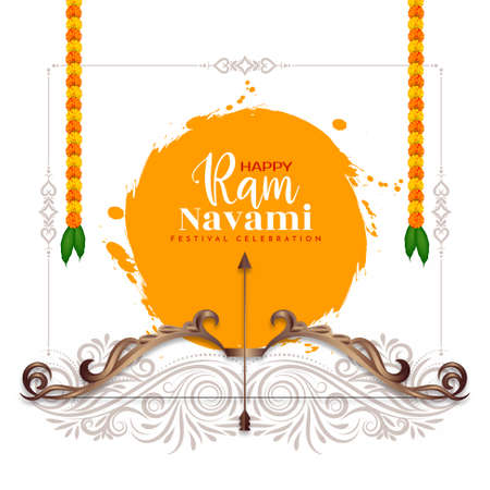 Happy Ram Navami festival celebration background with bow and arrow vectorのイラスト素材