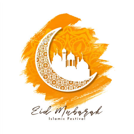 Eid mubarak Islamic festival stylish crescent moon background vectorのイラスト素材