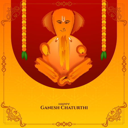 Beautiful elegant Happy Ganesh Chaturthi festival background vectorのイラスト素材