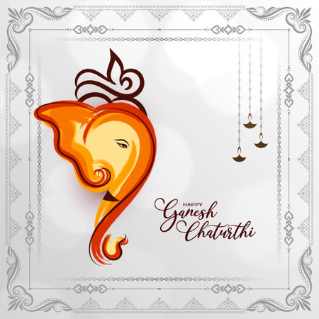 Happy Ganesh Chaturthi cultural Hindu festival celebration background vectorのイラスト素材