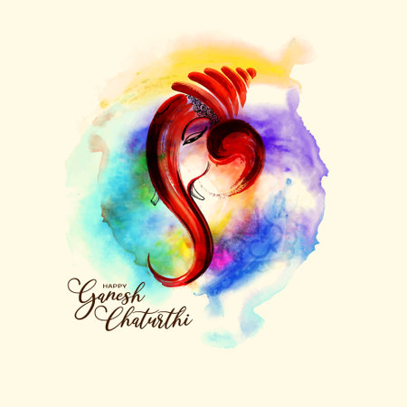 Happy Ganesh Chaturthi traditional festival artistic background vectorのイラスト素材