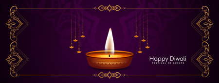 Happy Diwali cultural religious Indian festival banner design vectorのイラスト素材