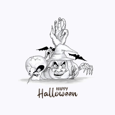 Happy Halloween party festival creepy ghost background design vectorのイラスト素材