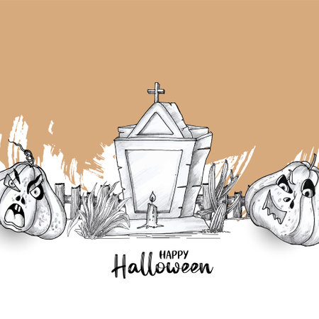 Happy Halloween scary festival haunted background design vectorのイラスト素材