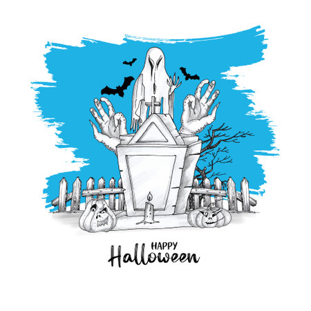 Happy Halloween spooky festival devil background design vectorのイラスト素材