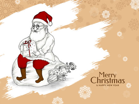 Merry Christmas festival celebration card with santa claus vectorのイラスト素材