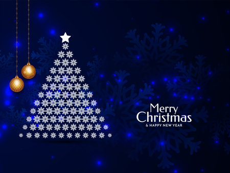 Merry Christmas festival blue color modern background design vectorのイラスト素材