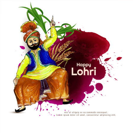 Happy Lohri Indian festival celebration greeting card design vectorのイラスト素材
