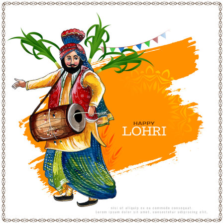 Happy Lohri Indian cultural festival background design vectorのイラスト素材