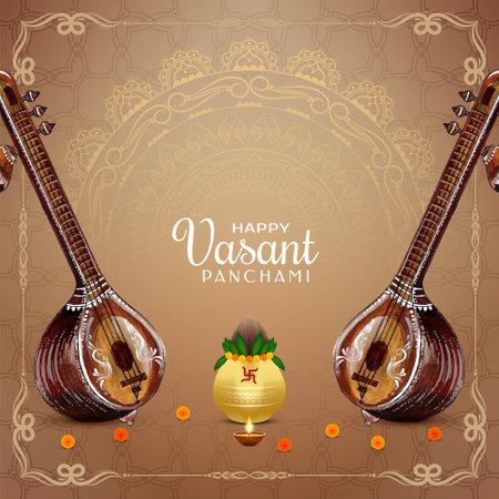 Illustration of Vasant Panchami festival background design vectorのイラスト素材