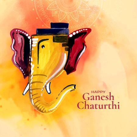 Happy Ganesh Chaturthi cultural Hindu festival background vectorのイラスト素材