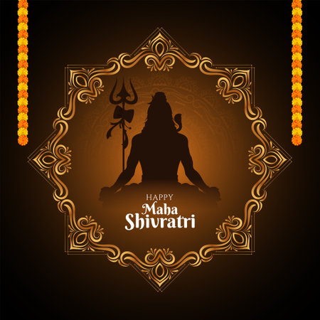 Happy Maha Shivratri lord Shiva worship festival background vectorのイラスト素材