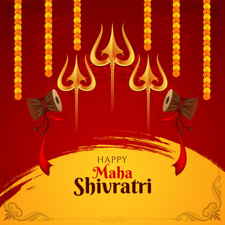 Happy Maha Shivratri religious festival celebration background vectorのイラスト素材