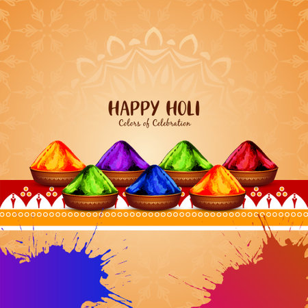 Happy Holi Indian traditional colorful festival background design vectorのイラスト素材
