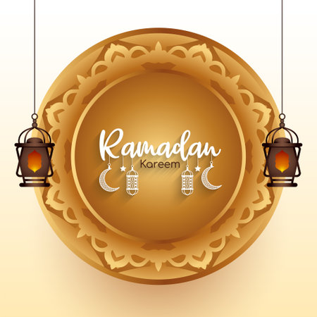 Beautiful Ramadan Kareem Islamic festival greeting arabic background vectorのイラスト素材