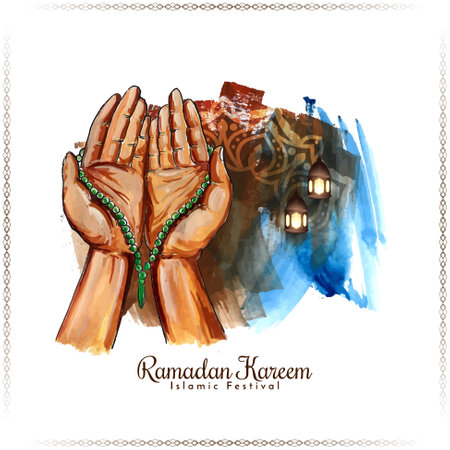Ramadan Kareem cultural Islamic holy month festival praying background vectorのイラスト素材