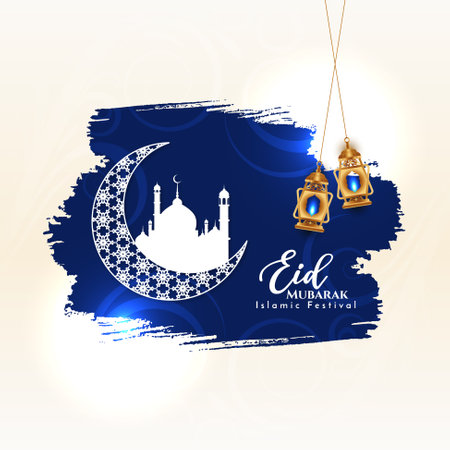 Eid Mubarak festival religious Islamic background design vectorのイラスト素材