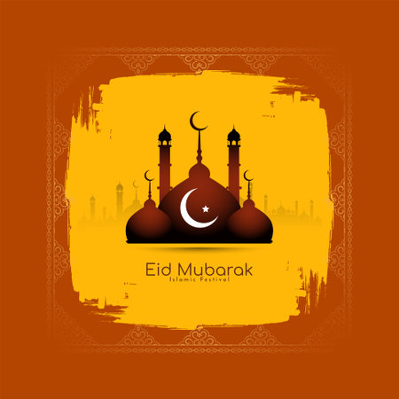 Eid Mubarak muslim religious festival greeting card design vectorのイラスト素材
